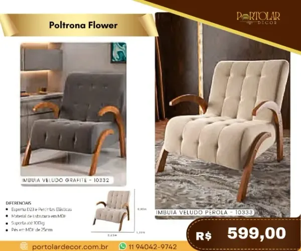 Poltrona Flower, a pronta entrega