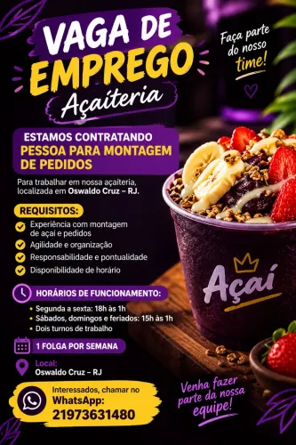 Vaga para açaíteria