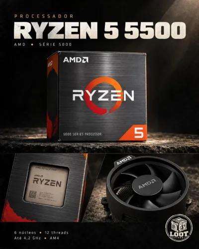 Processador AMD Ryzen 5 5500 AM4 Com Cooler