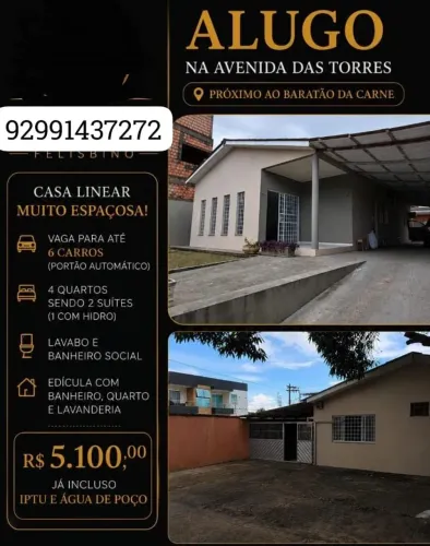 Casa 4 Dormitórios. Próx. av. Das torres .flores .