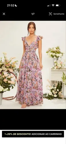 Vestido floral de festa, Costa nuas, decotado