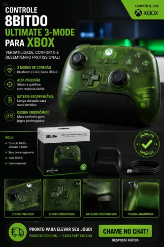 Controle 8BitDo Ultimate 3-Mode para Xbox | Original | Verde ("Halo Edition")