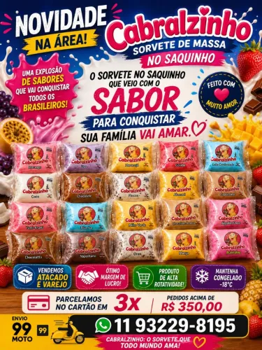 Vendemos sorvete no saquinho