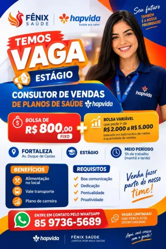 CONSULTOR DE VENDAS HAPVIDA ? ESTÁGIO ?