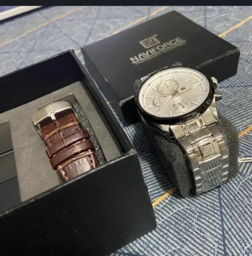 Relógio Masculino Naviforce Original - Aço Inox + Pulseira Extra