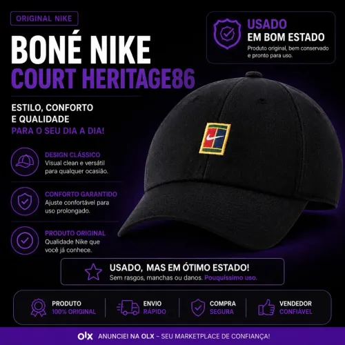 Boné Nike Club Court Heritage86 - Preto