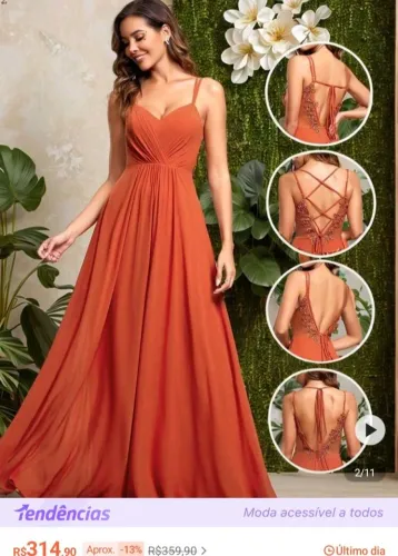 Vestido festa laranja queimado