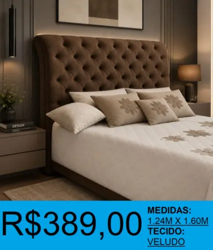 Cabeceira de cama queen veludo - entrega grátis!