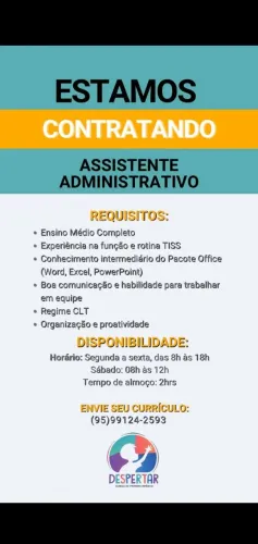 Vaga de auxiliar administrativo 