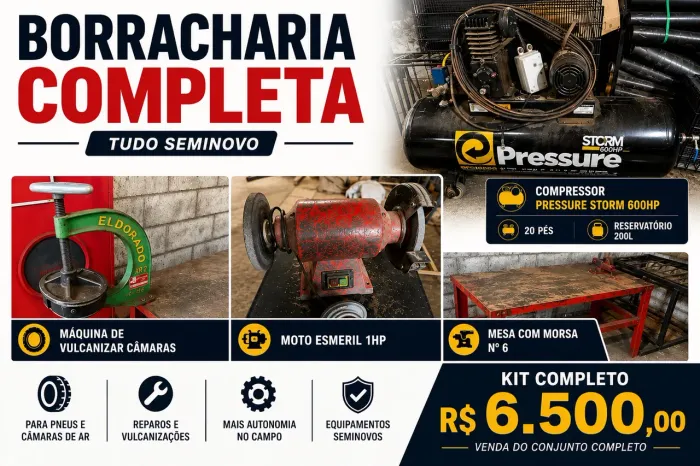 Compressor de ar Pressure Storm 600HP 20 Pés 200L Monofasico 220v + Mesa e Ferramentas