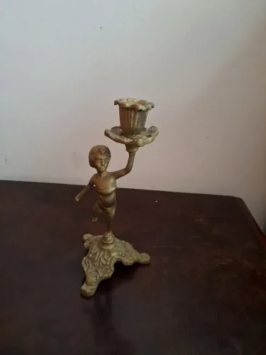 Castiçal Antigo De Ferro Fundido Rústico Vintage Pesado.