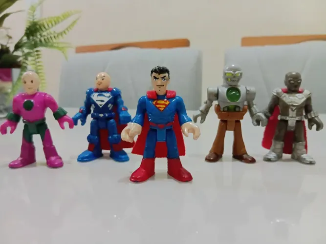 lote imaginext super, aço, lex luthor e metallo 