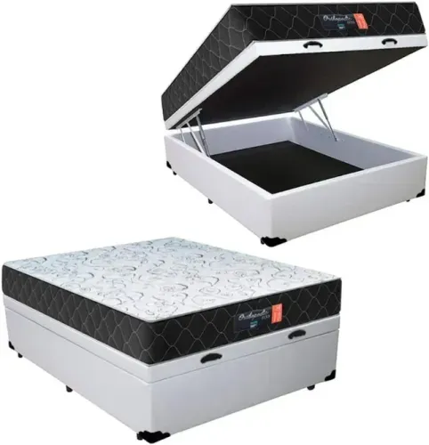 Colchão De Molas Ensacadas de Casal + Box Baú Branco