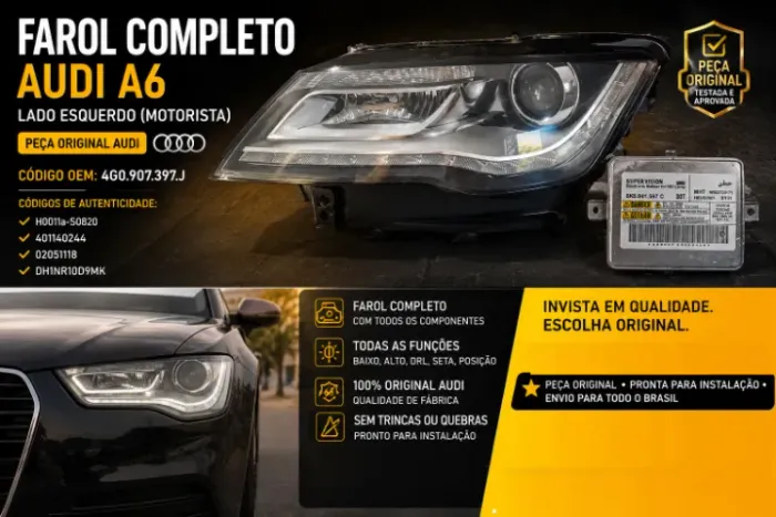 Farol Audi A6 Original Completo C/ Xenon e Módulos - Impecável - Pronto p/ Instalar