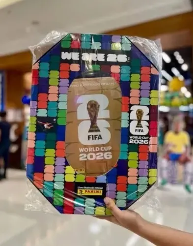 Box estadio album dourado copa do mundo 2026 com todas as figurinhas para colar