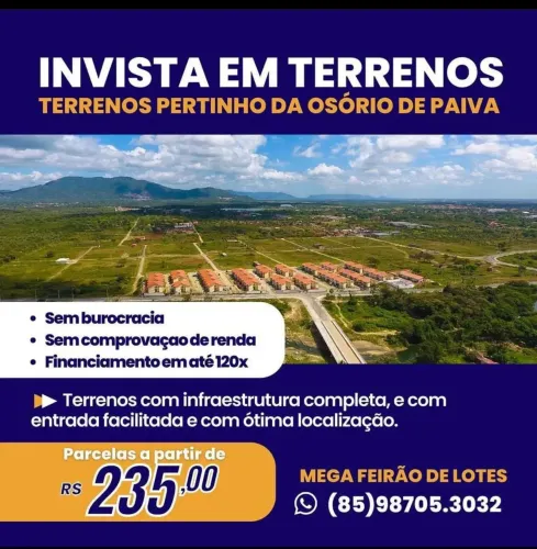Lotes Prox A Osório De Paiva, Prontos Para Construir, R$ 230 Mensal . compareça.