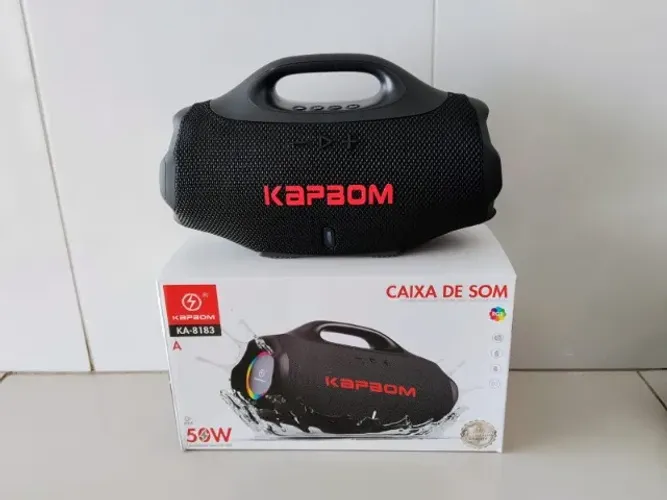 Caixa de Som Portátil Bluetooth Led Rgb Kapbom Super Potente
