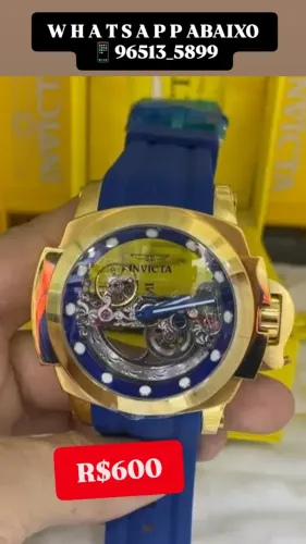 Relógio INVICTA COALITION FORCES Dourado Pulseira Azul _ AUTOMÁTICO 