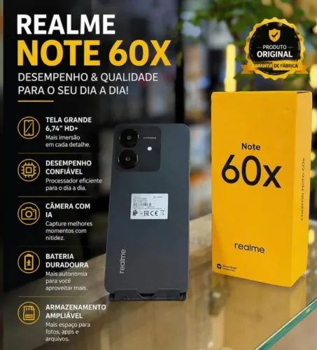 Realme Note 60x Excelente Custo - Benefícios Bateria de longa duração 64/3 black