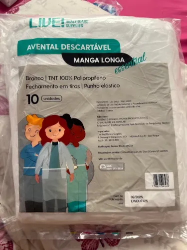 kit de 10 aventais descartáveis de manga longa