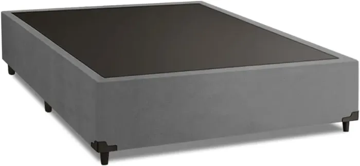 Cama Base Box Casal Suede Cinza