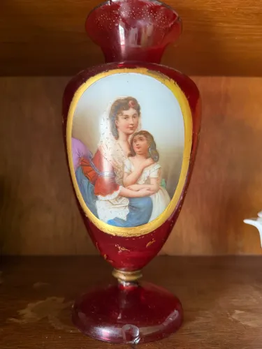 Vaso Antigo Rubi Vintage Decorativo Estilo Vitoriano