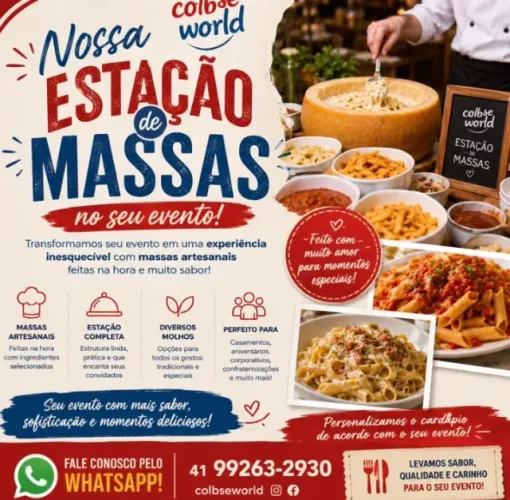 Estação de massas no seu evento 