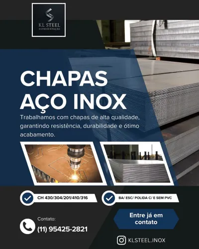 CHAPAS AÇO INOX DE SEGUNDA 
