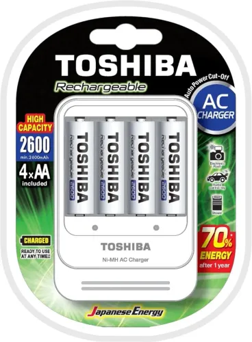 Carregador de Pilhas AA/AAA TOSHIBA | TNHC-6GAE4 CB, com 4 Pilhas AA, 