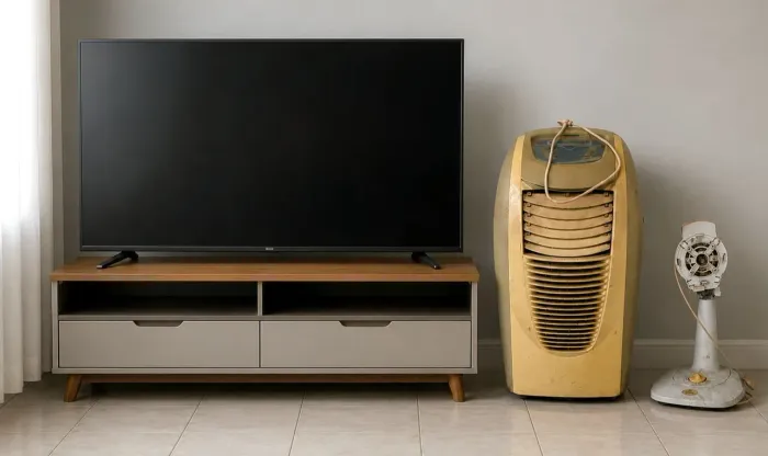 Lote com TV LG + Ar Portátil + Ventilador (Sucata/Peças)