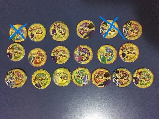 Metal Tazos Yu Gi Oh Elma Chips e Tazos Titanium - Série Bob Esponja