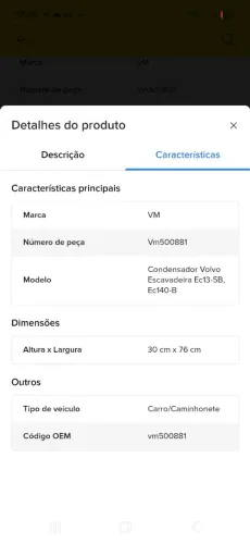 Condensador ar condicionado volvo para escavadeira 135, 140