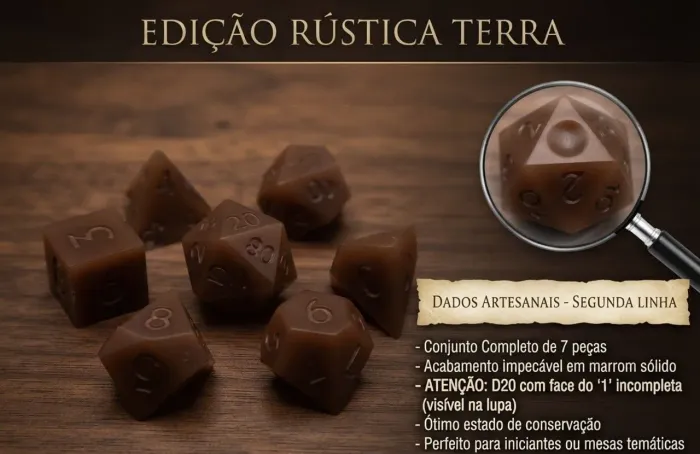 Set completo de 7 dados de RPG estilo terra de segunda linha
