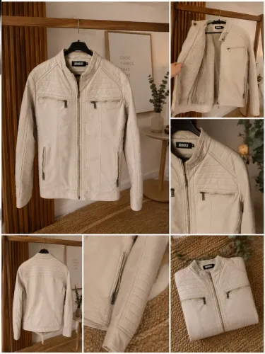 Vendo jaqueta de couro off-white, estilosa e aveludada por dentro (quentinha)!