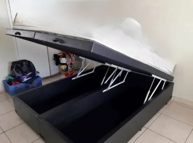 Cama baú king ortobom sem colchão USADA 