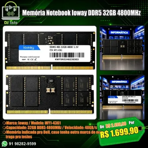Memória Ioway DDR5 32GB 4800MHz SODIMM
