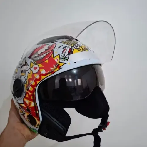 Capacete moto aberto com óculos interno new anatomic protork