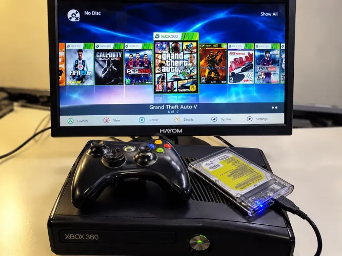 Xbox 360 Desbloqueado + HD 500GB + Mais de 20 Jogos