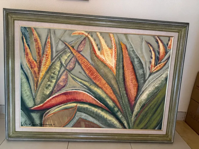 Quadro Grande Pintor Chico Ferreira Tema Flores ou Tópicos