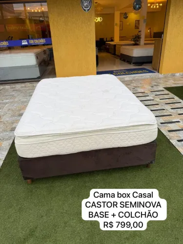 Colchão de Casal CASTOR USADO COM BASE - Entrego!