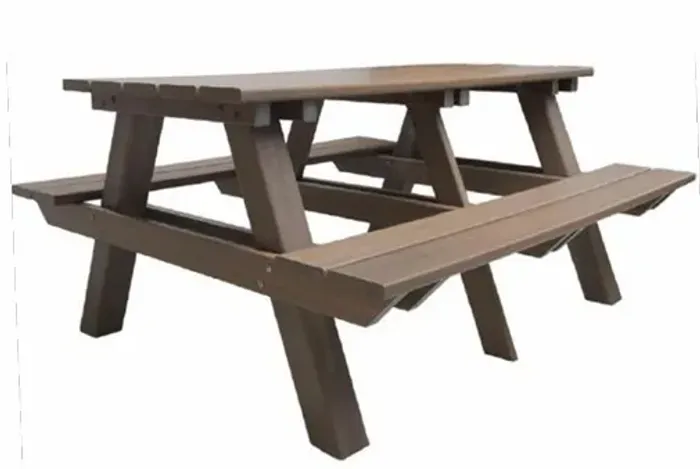 Mesa de Piquenique com Bancos Acoplados - Madeira Plástica (Ecológica) - SEM MANUTENÇÃO!