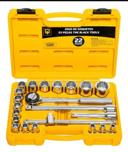 Jogo Kit de Ferramentas Chave Catraca 1/2 soquetes de 8 a 32mm com maleta