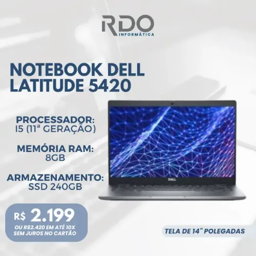 Notebook Dell Latitude 5420 - I5 11ª - 8GB RAM - SSD 240GB