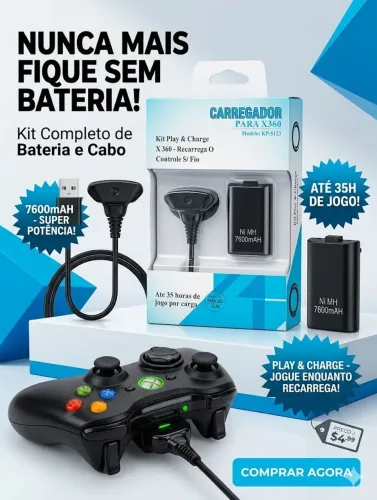 Carregador para x360 controle S/ fio