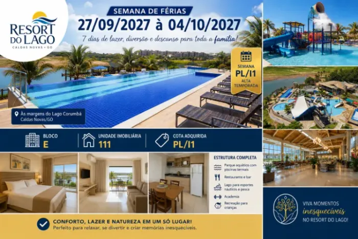 LOCAÇÃO DE SEMANA - RESORT DO LAGO | CALDAS NOVAS