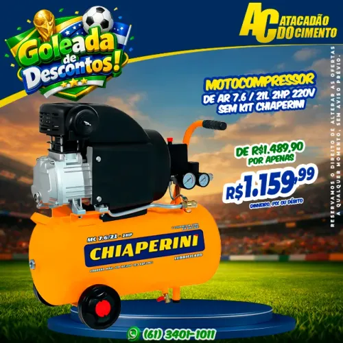 Compressor de Ar 7,6 / 21L 2Hp 220v Sem kit Chiaperini
