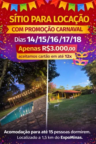 Alugo sítio para temporada / disponível carnaval 
