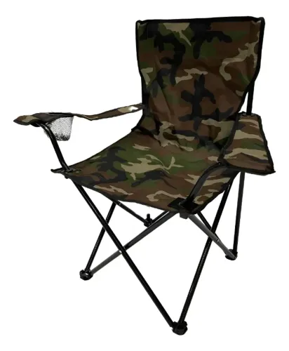 2 (DUAS) Cadeiras Camping Dobravel Camuflada Porta Copo Ate 150kg