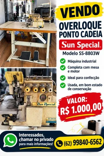 Máquina de costura overloque ponto cadeia