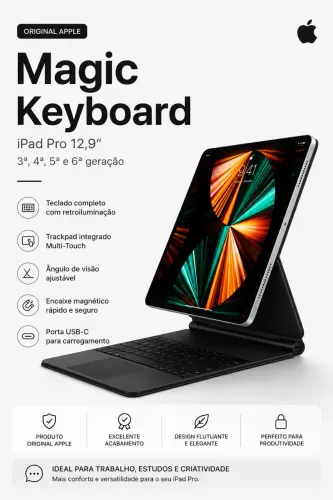 MAGIC KEYBOARD IPAD PRO 12,9 INCH (3' 4' 5' 6' GERAÇÃO)